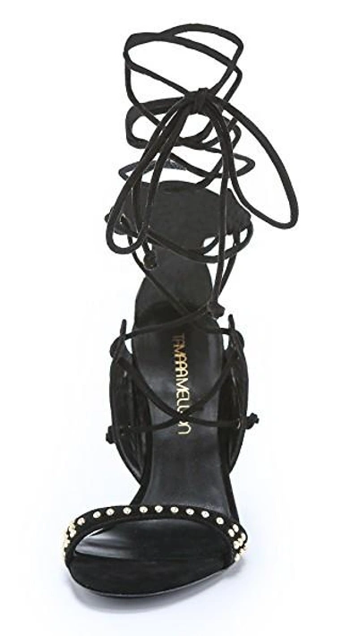Shop Tamara Mellon Gladiatrix Suede Sandals In Black
