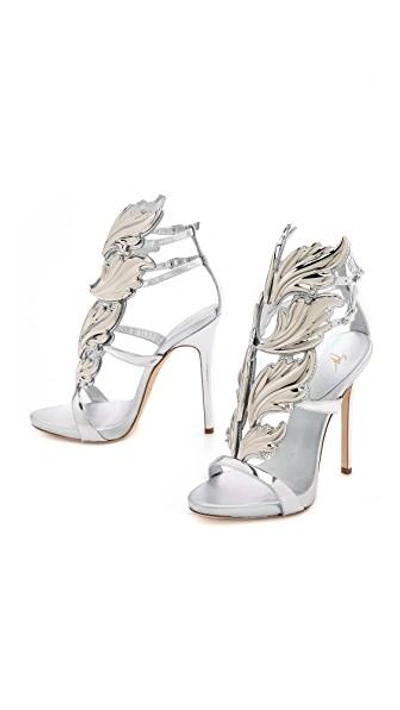 Shop Giuseppe Zanotti Metal Wing Sandals In Silver