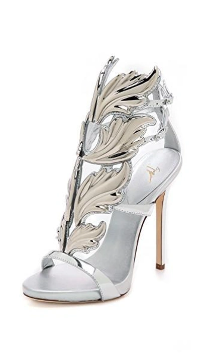 Shop Giuseppe Zanotti Metal Wing Sandals In Silver