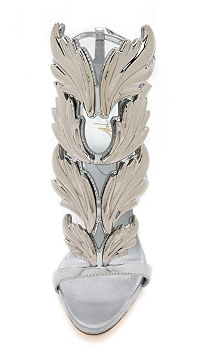 Shop Giuseppe Zanotti Metal Wing Sandals In Silver