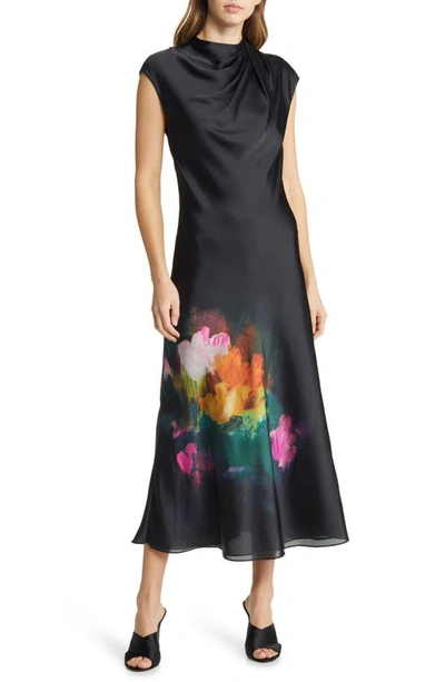 Ted Baker Averiee Draped Neck Midi Dress In Black | ModeSens