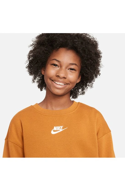 Shop Nike Sportswear Kids' Club Fleece Sweatshirt In Desert Ochre/ White