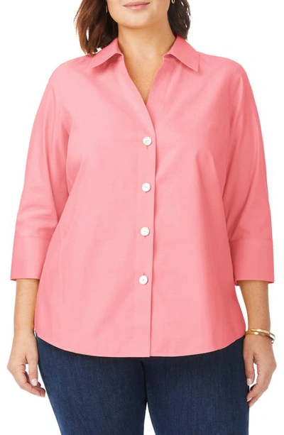 Shop Foxcroft Paige Button-up Shirt In Pink Peach