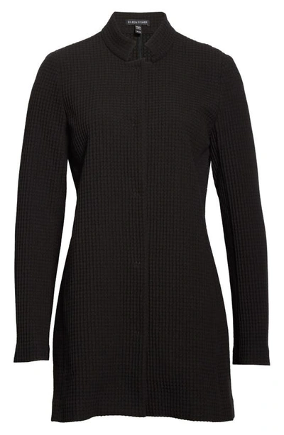 Eileen Fisher Stand-collar Gridded Topper Jacket, Black, Petite In Black