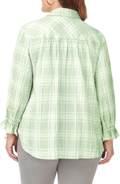 Foxcroft Caspian Plaid Button-up Shirt In Sea Mist