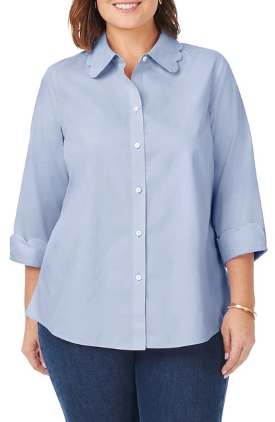 Shop Foxcroft Gwen Cotton Button-up Shirt In Blue Wavee2