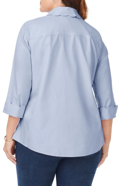 Shop Foxcroft Gwen Cotton Button-up Shirt In Blue Wavee2