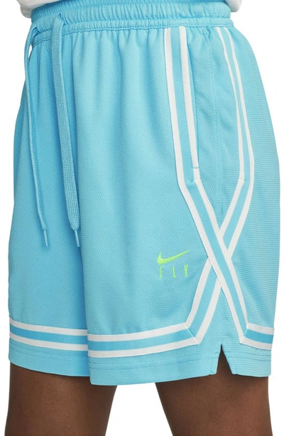 Shop Nike Dri-fit Fly Crossover Basketball Shorts In Baltic Blue/ Sail/ Green