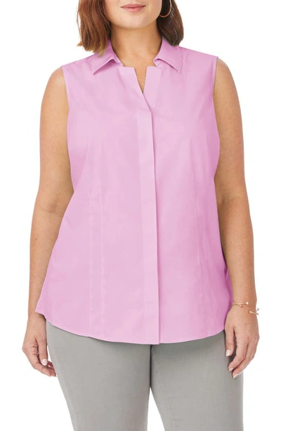 Shop Foxcroft Taylor Sleeveless Button-up Shirt In Orchid Bouquet