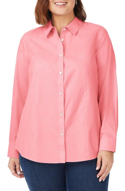 Shop Foxcroft Dianna Button-up Shirt In Pink Peach