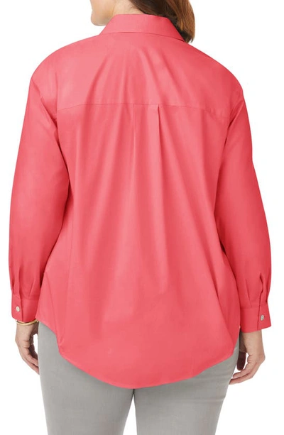 Shop Foxcroft Lacey Non-iron Popover Tunic Top In Coral Sunset