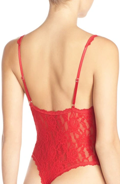 Shop Hanky Panky Signature Lace Open Gusset Thong Teddy In Red