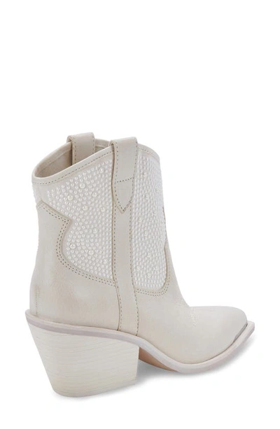 Shop Dolce Vita Nashe Western Bootie In Off White Pearls