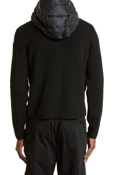 Shop Moncler Quilted Down & Knit Cardigan In Black