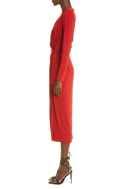 Shop Jason Wu Cutout Waist Jersey Midi Dress In Deep Red