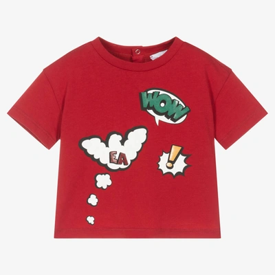 Shop Emporio Armani Boys Red Comic Print T-shirt