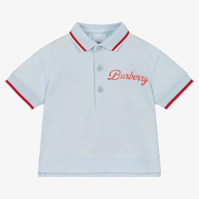 Shop Burberry Baby Boys Blue Logo Polo Shirt