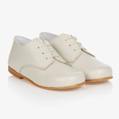Shop Beatrice & George Boys Ivory Lace-up Leather Shoes