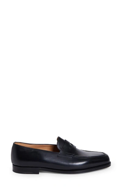 John Lobb Lopez Slip-on Hand-stitched Penny Loafers In Black
