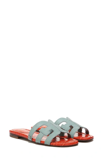 Shop Sam Edelman Bay Cutout Slide Sandal In Tide Blue/ Orange Poppy