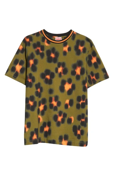 Shop Kenzo Hana Leopard Print Short Sleeve T-shirt In Khaki