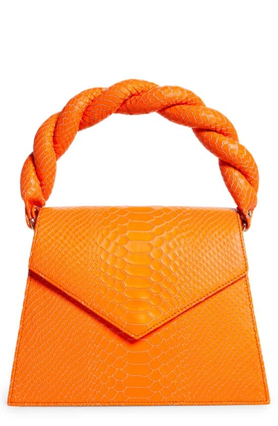 Shop Anima Iris Grande Zaza Leather Top Handle Bag In Neon Orange