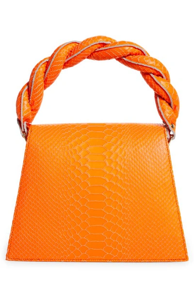 Shop Anima Iris Grande Zaza Leather Top Handle Bag In Neon Orange