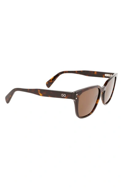 Shop Ferragamo Gancini 55mm Rectangular Sunglasses In Tortoise