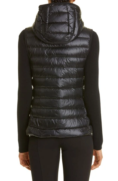 Shop Moncler Glygos Quilted Nylon Hooded Down Vest In Black