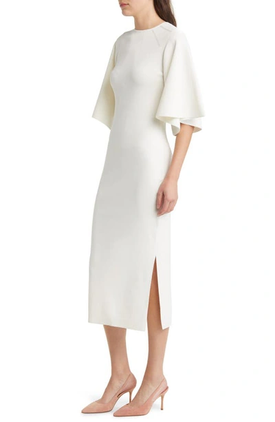 Shop Ted Baker Lounia Fluted Sleeve Body-con Sweater Dress In White