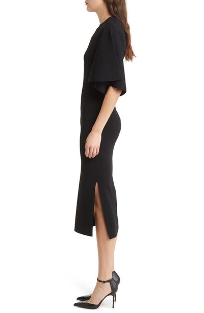 Shop Ted Baker Lounia Fluted Sleeve Body-con Sweater Dress In Black