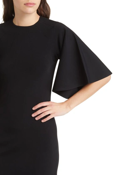 Shop Ted Baker Lounia Fluted Sleeve Body-con Sweater Dress In Black