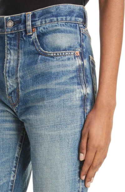 Shop Saint Laurent Distressed Straight Leg Nonstretch Jeans In Authentic Vintage Blue