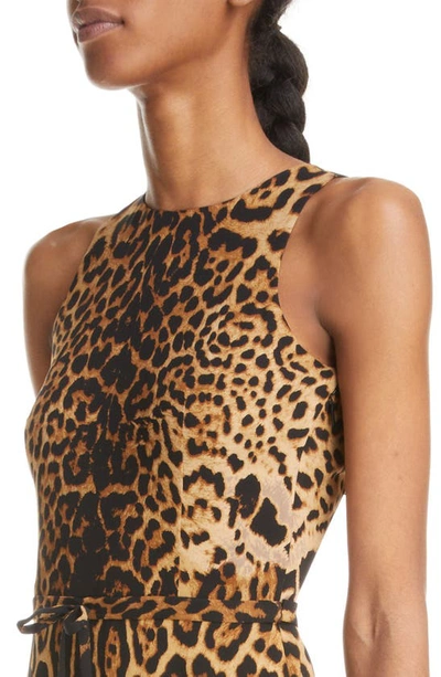 Shop Saint Laurent Leopard Print Open Back Silk Dress