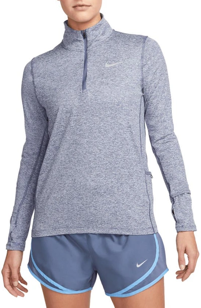 Shop Nike Element Half Zip Pullover In Diffused Blue/ Grey/ Heather