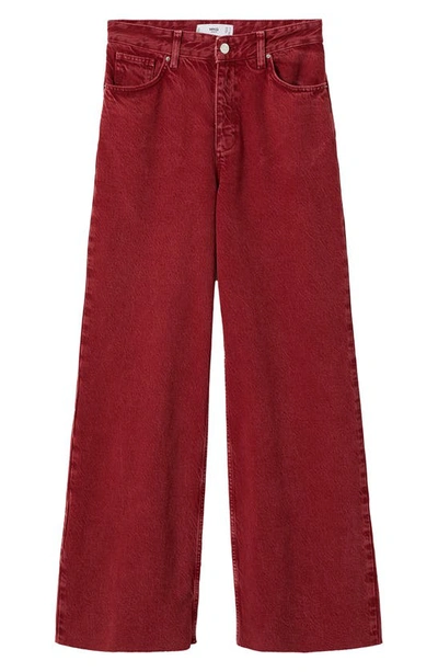 Shop Mango High Waist Wide Leg Jeans In Red