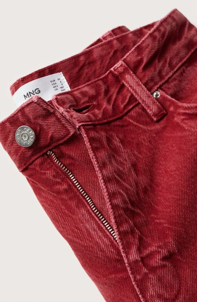 Shop Mango High Waist Wide Leg Jeans In Red