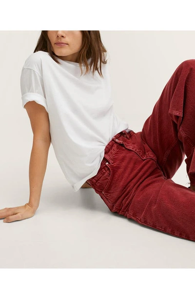 Shop Mango High Waist Wide Leg Jeans In Red