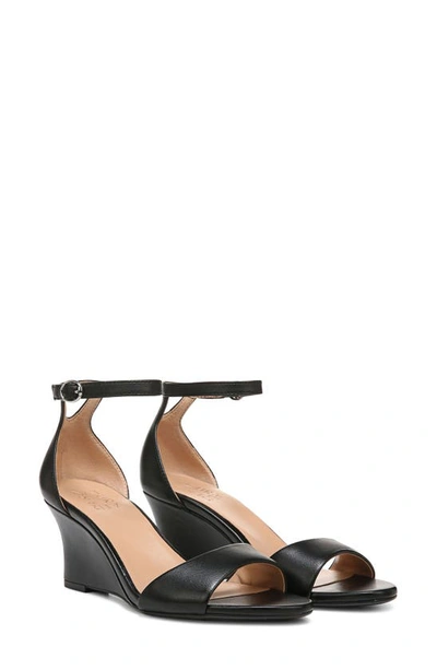 Shop Naturalizer Vera Ankle Strap Wedge Sandal In Black Leather