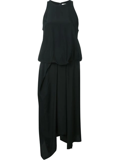 Chalayan Gathered Draped Silk Crepe De Chine Dress In Black