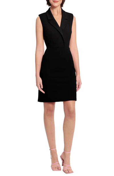 Shop Donna Morgan Tuxedo Sleeveless Sheath Dress In Black