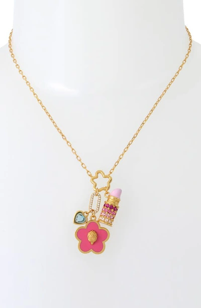 Shop Kurt Geiger Mixed Charm Pendant Necklace In Pink