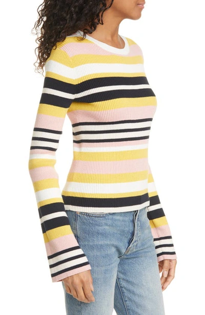 Shop Frame Baja Stripe Cotton & Cashmere Sweater In Citrine Multi