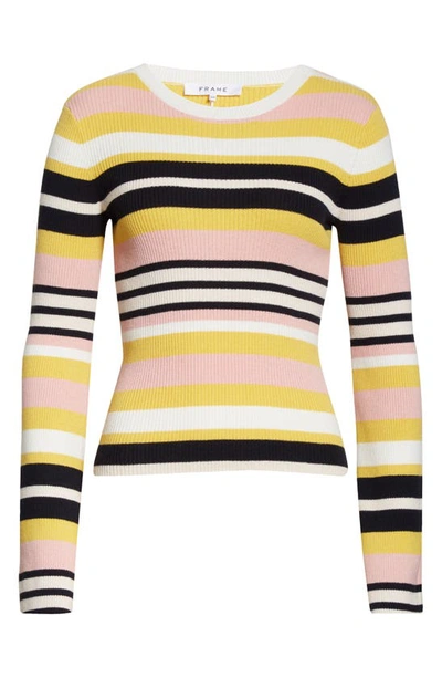 Shop Frame Baja Stripe Cotton & Cashmere Sweater In Citrine Multi