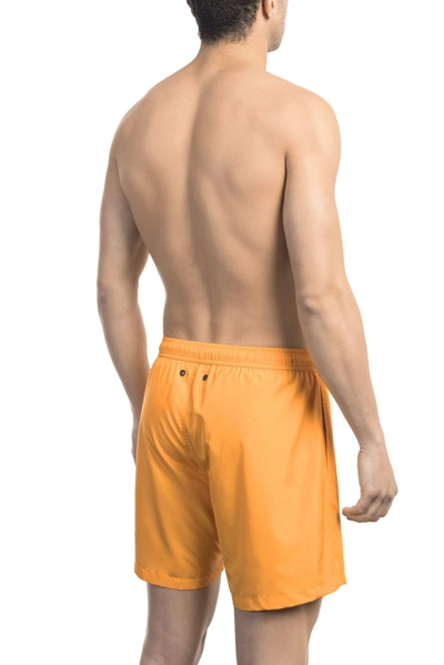 Shop Bikkembergs Orange Polyester Men's Swimwear In Black