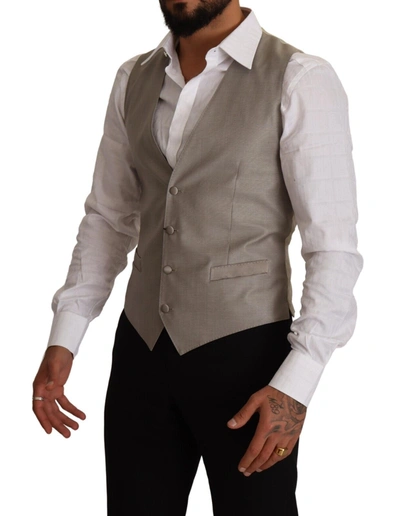 Shop Dolce & Gabbana Elegant Single Breasted Dress Vest In Men's Beige