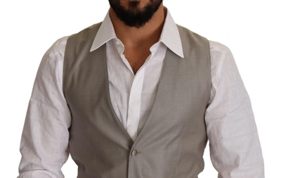 Dolce & Gabbana Beige Wool Single Breasted Waistcoat Vest In Beige