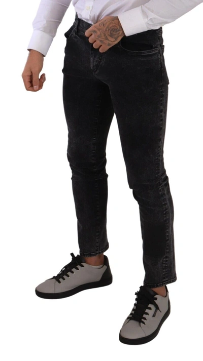 Shop Dolce & Gabbana Black Cotton Stretch Skinny Denim Trouser Men's Jeans In Black And Gray