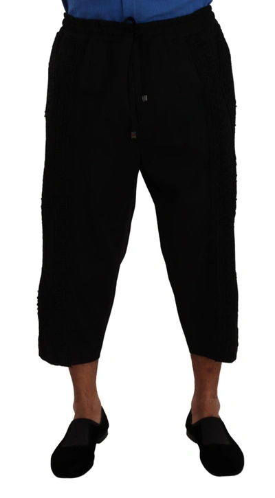 Shop Dolce & Gabbana Black Cotton Torero Sweatmen's Shorts Men's Pants