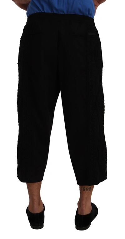 Shop Dolce & Gabbana Black Cotton Torero Sweatmen's Shorts Men's Pants